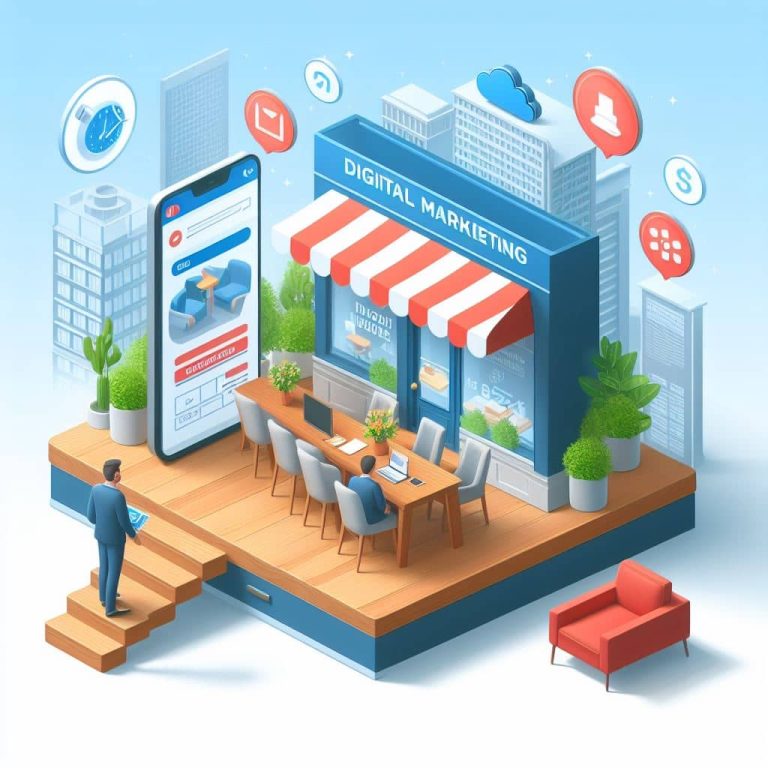 a digital marketing store and a group of people